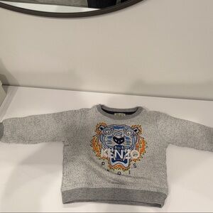Kenzo Kids Gray Sweatshirt with Colorful Tiger Design